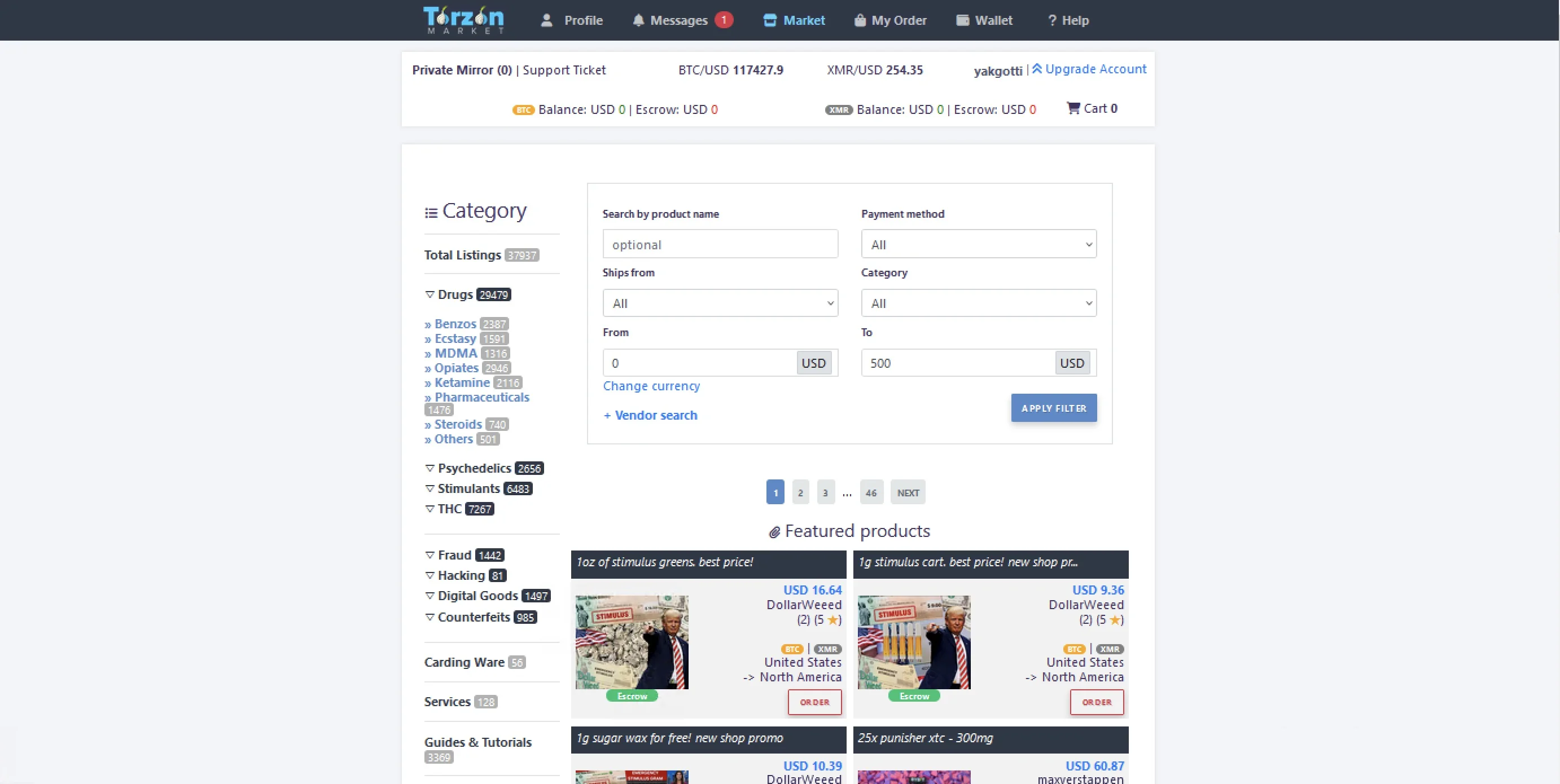 Torzon Market interface screenshot — editorial mirror verification and escrow reference